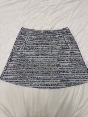LOFT Blue & White Tweed A-Line Mini Skirt
